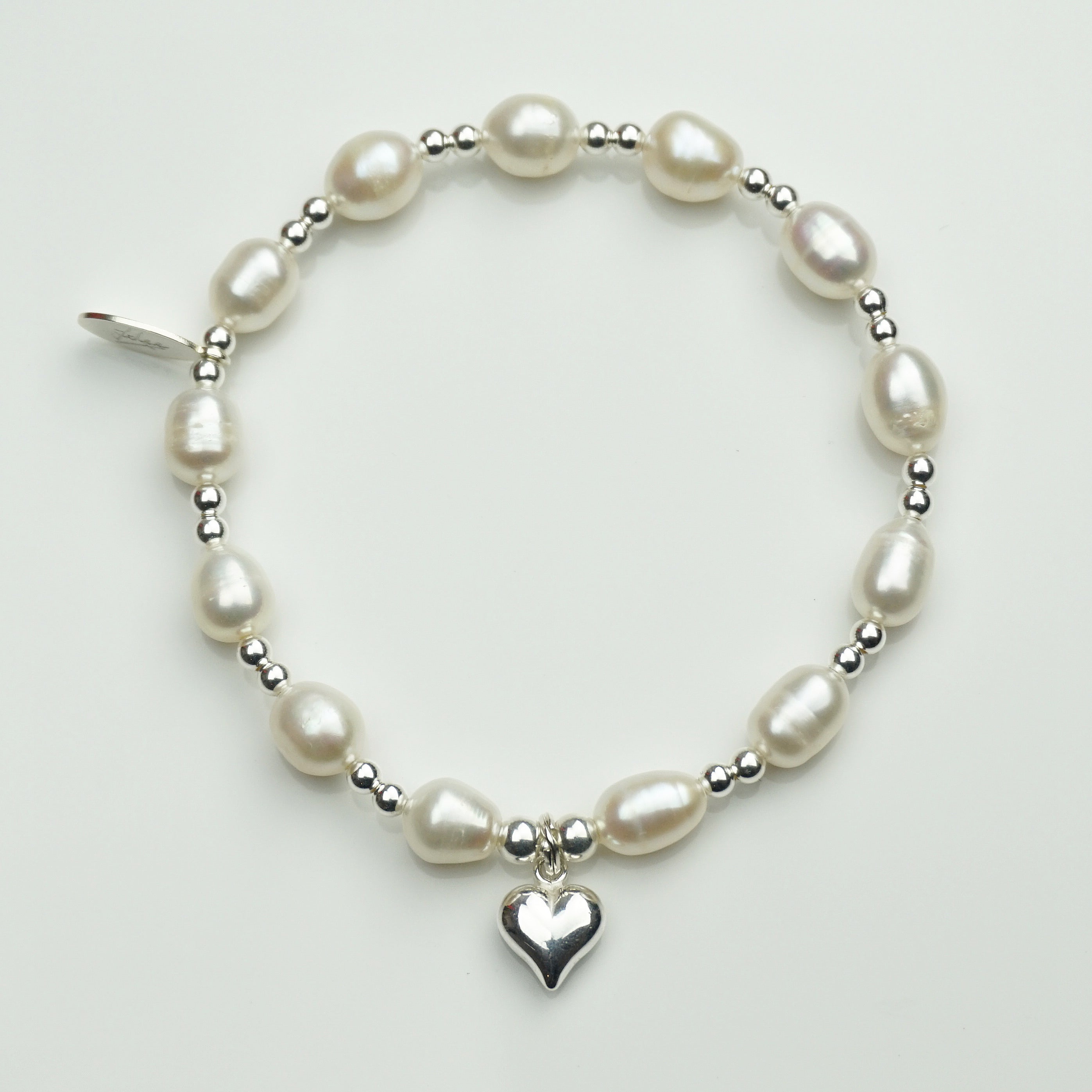 Puff Heart - Fresh Water Pearl and Sterling Silver Bracelet