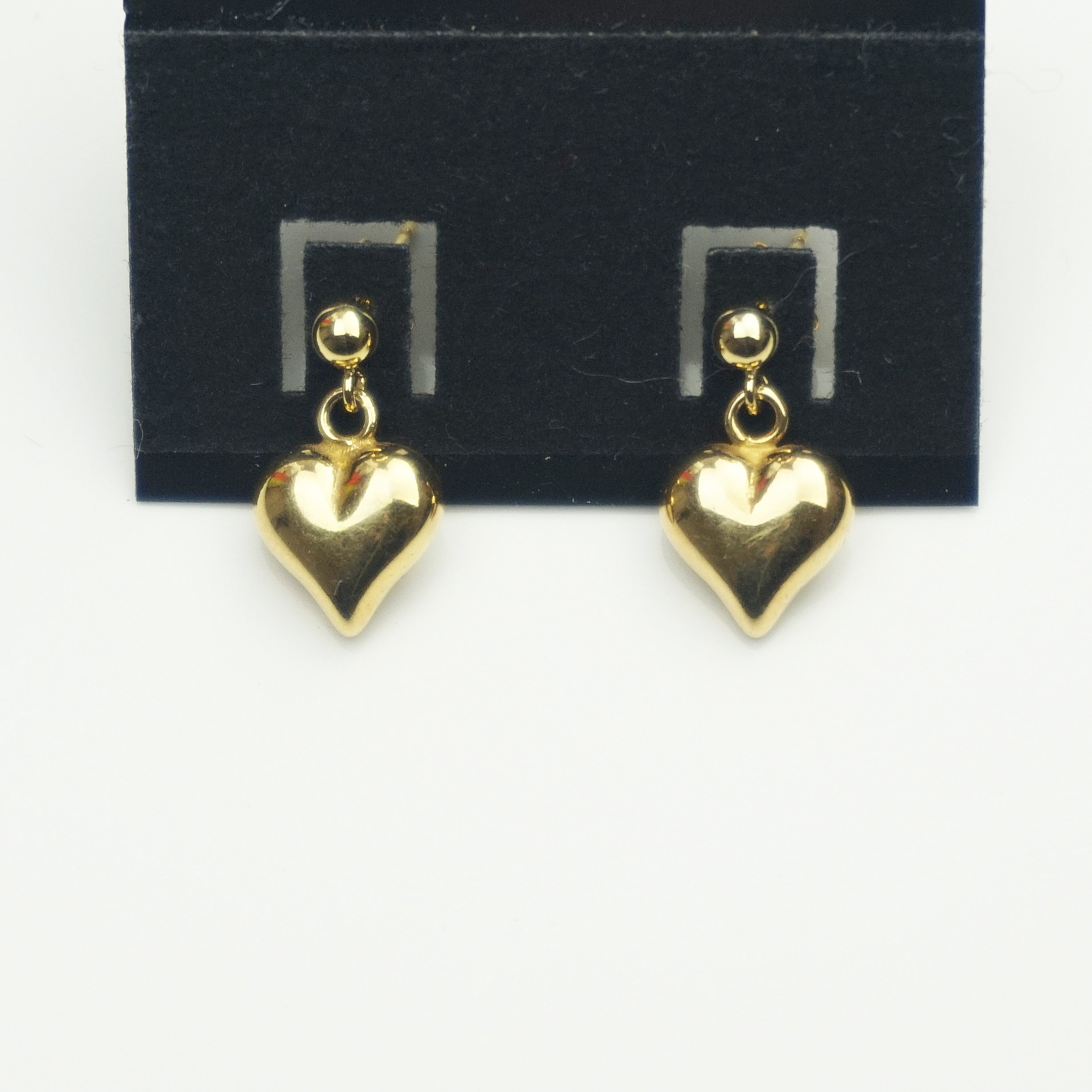 Puff Heart Yellow Gold Plated Earring