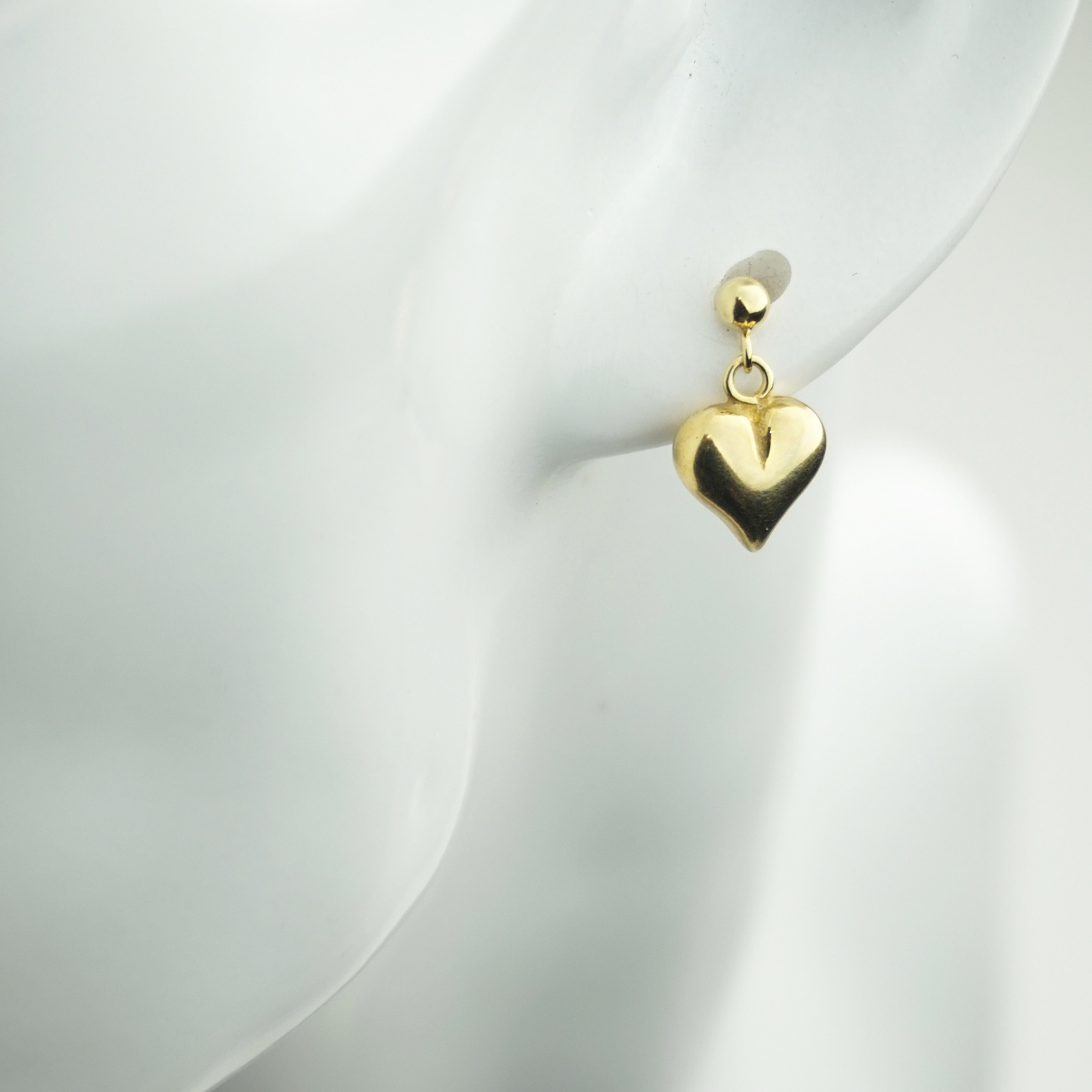 Puff Heart Yellow Gold Plated Earring
