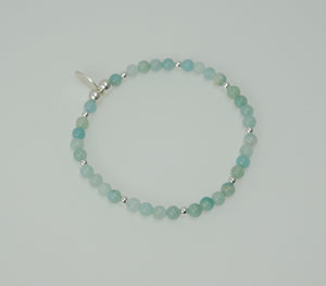 Chinese Amazonite and Sterling Silver Bracelet