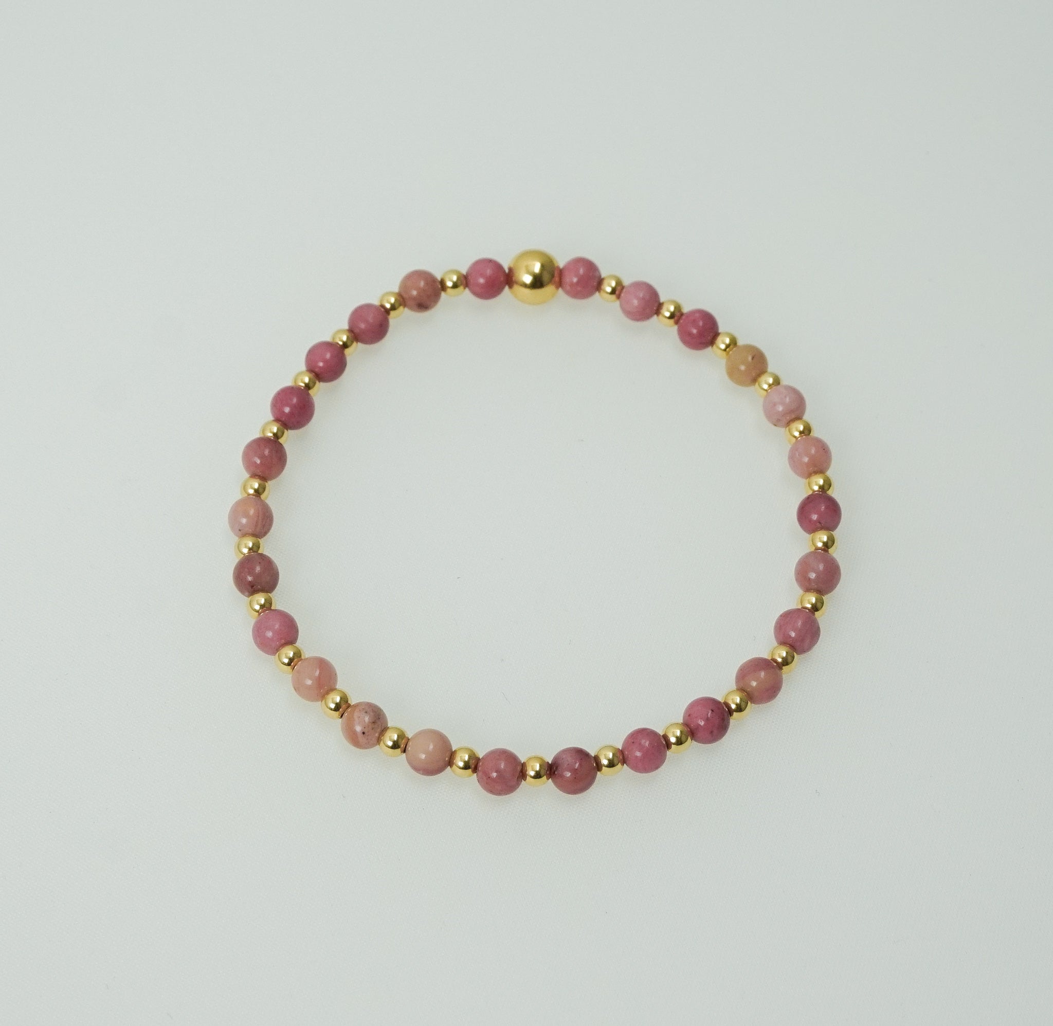 Rhodonite and Gold Mix Bracelet