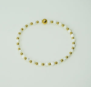 Mother of Pearl and Gold Mix Bracelet