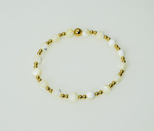 Mother of Pearl 6mm and Gold Mix Bracelet