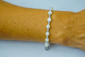 Mother of Pearl 6mm and Sterling Silver Mix Bracelet
