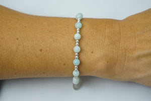 Chinese Amazonite 6mm and Sterling Silver Mix Bracelet