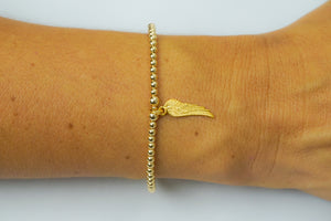 Yellow Gold Single Angel Wing Bracelet