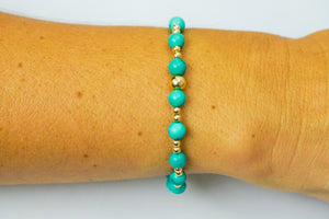 Turquoise 6mm and Gold Mix Bracelet
