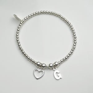 Open Heart and Initial Bracelet - See below for availability