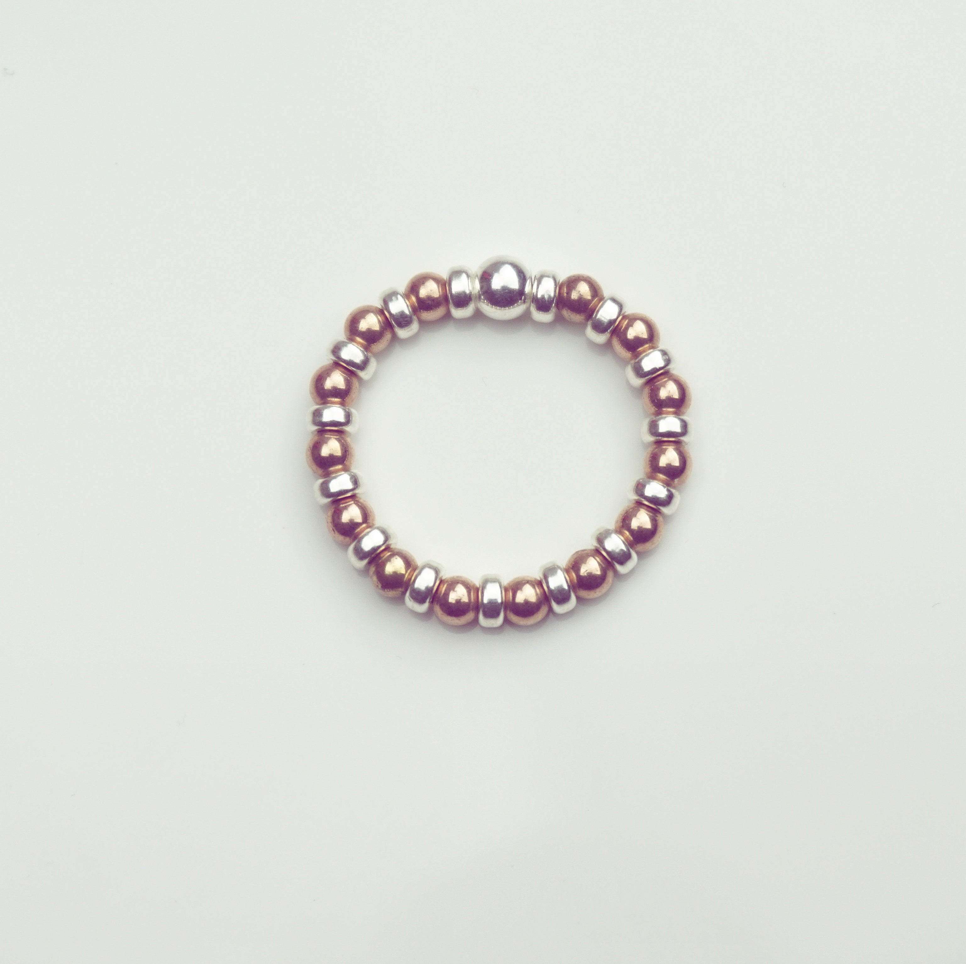 Rose Gold & Sterling Silver Bead Ring