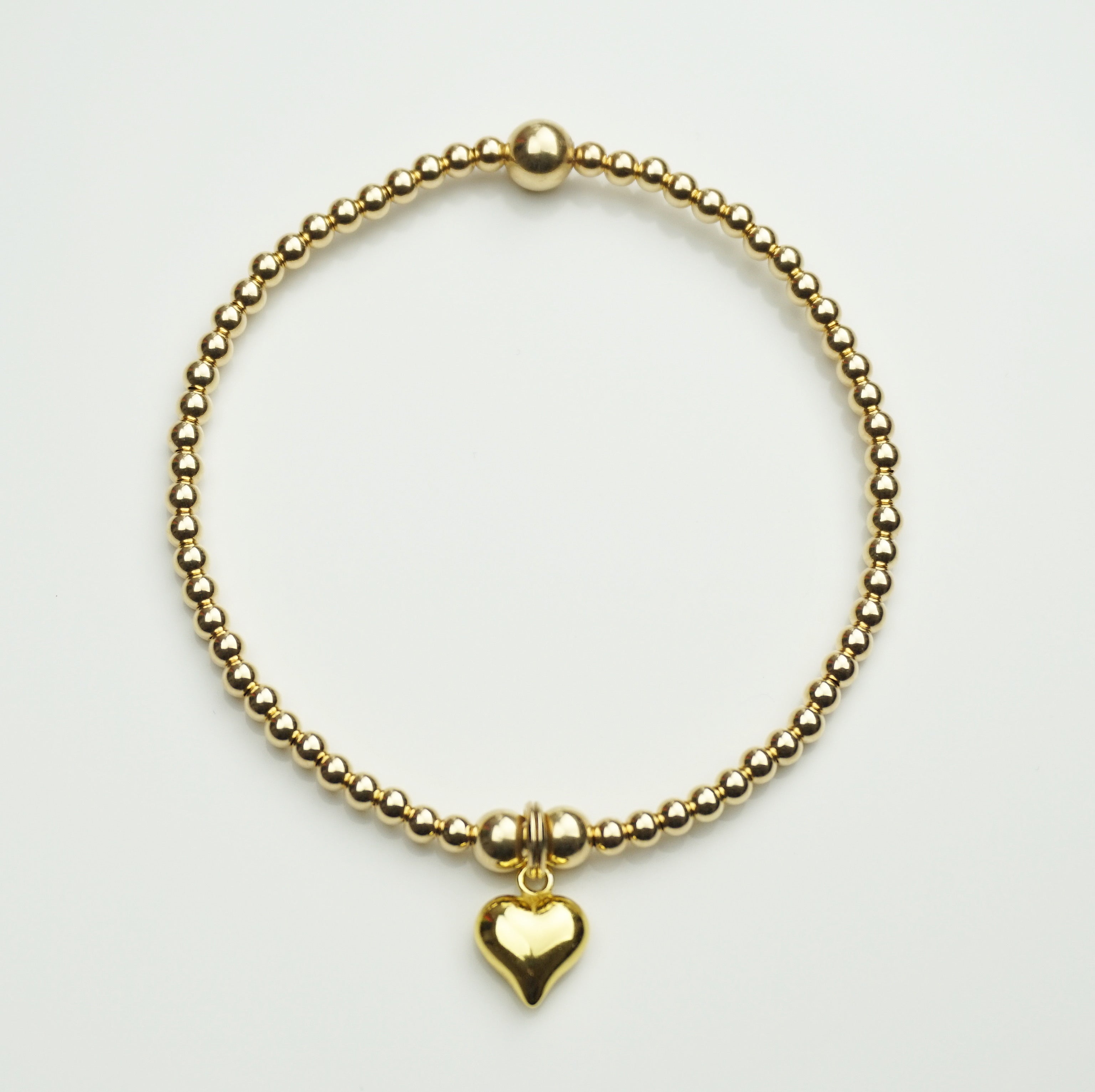Yellow Gold Puff Heart Bracelet
