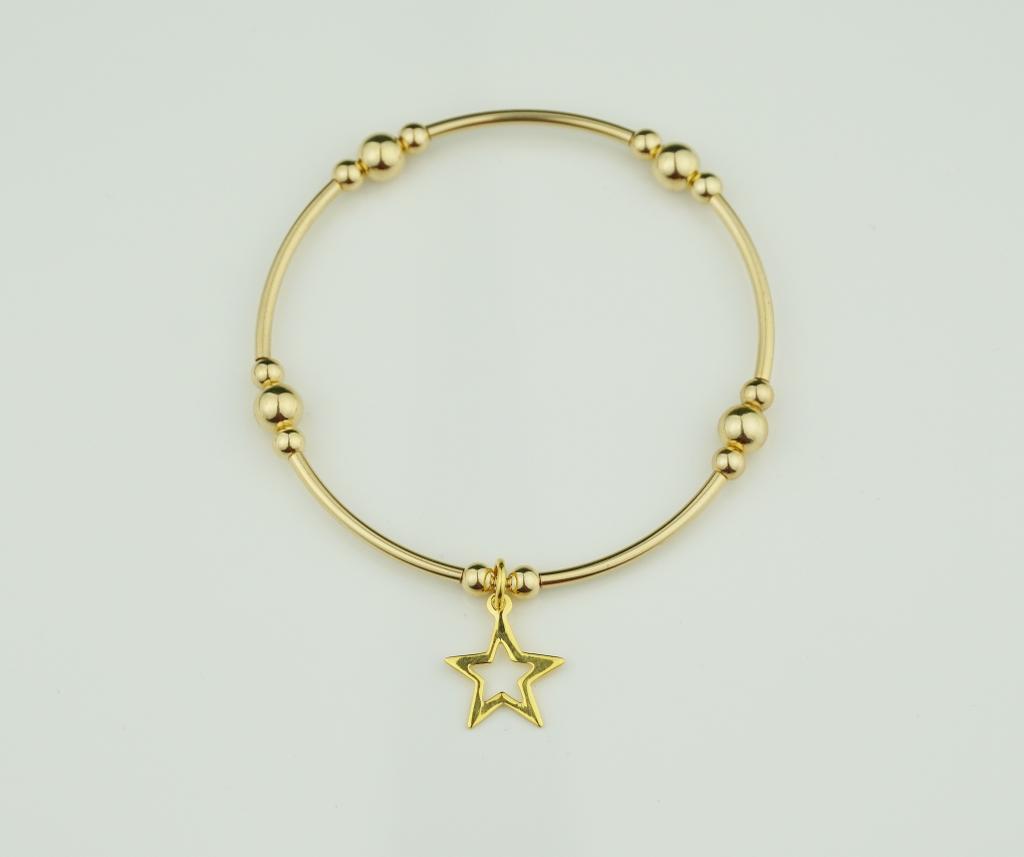 Yellow Gold Open Star Bracelet