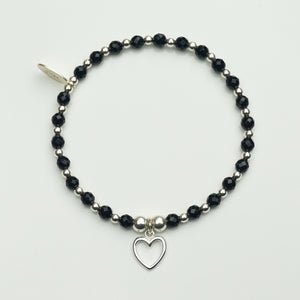 Open Heart – Black Onyx and Sterling Silver Bracelet