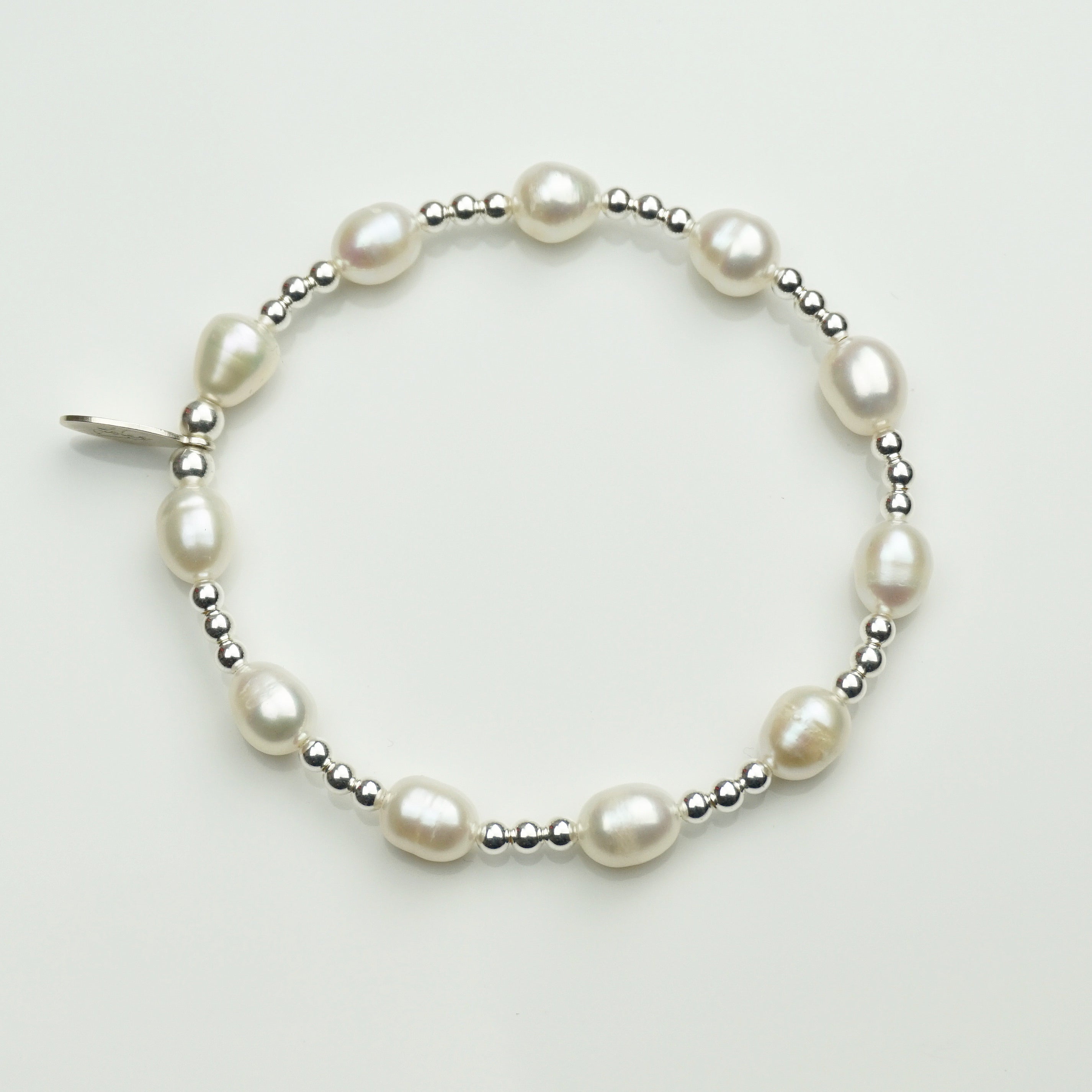 Fresh Water Pearl and Sterling Silver bead bracelet